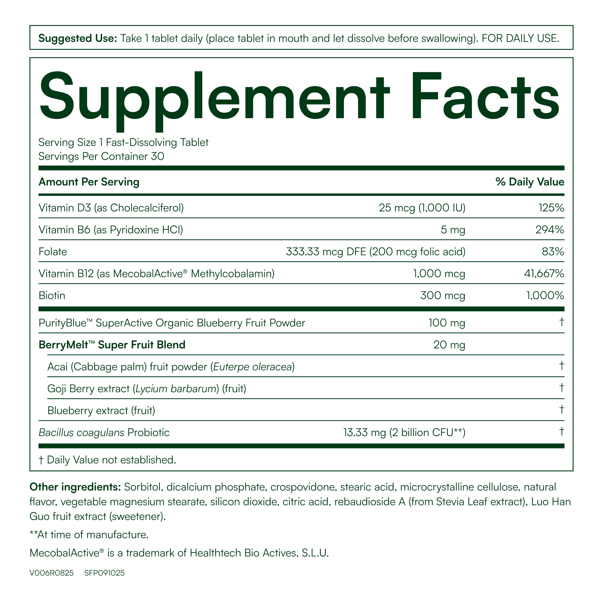 Blueberry Probiotic B12 Energy Melt