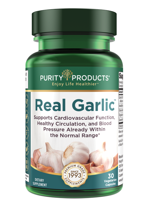 Real Garlic supports cardiovascular health; blood pressure already within the normal range; and gastrointestinal health.