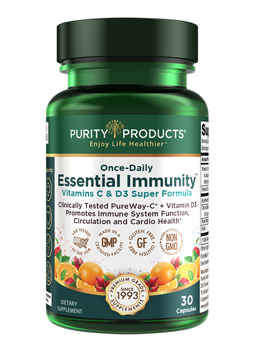Purity's C & D Super formula combines the highest quality Vitamin C; Vitamin D; plus bioflavonoids -- in ONE formula.